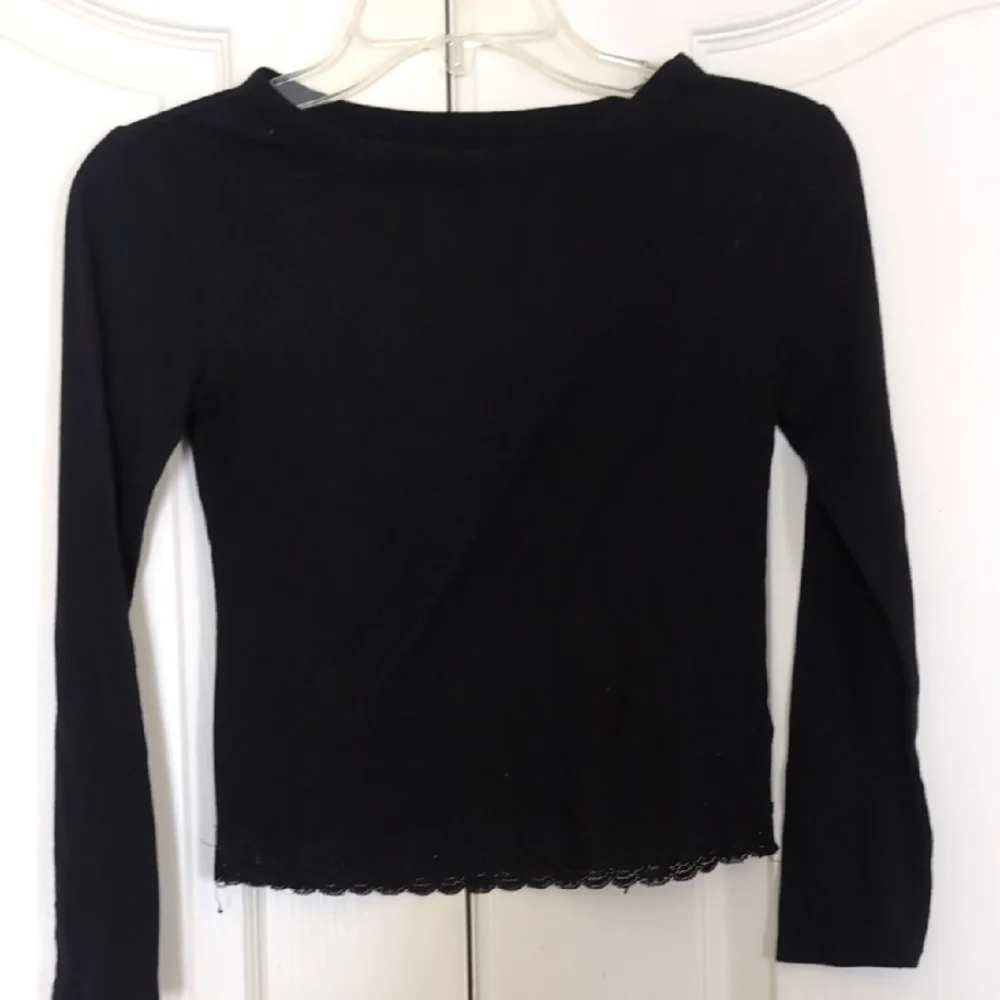 Justice Big Girl Black Fitted Ribbed Blouse